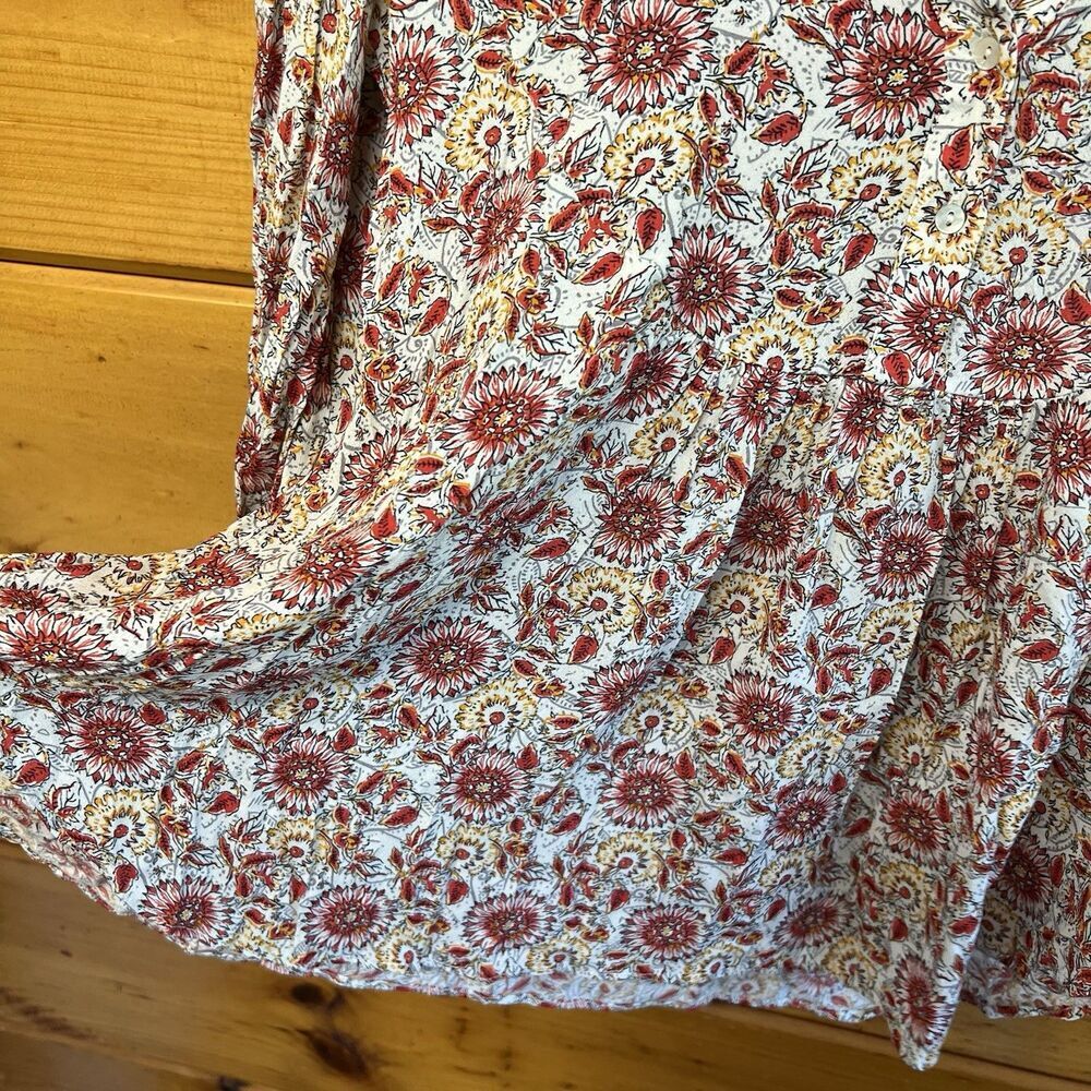 ZARA Women's The Lola Floral Hi-Low Long Sleeve V-Neck Blouse Size L - Picture 4 of 6